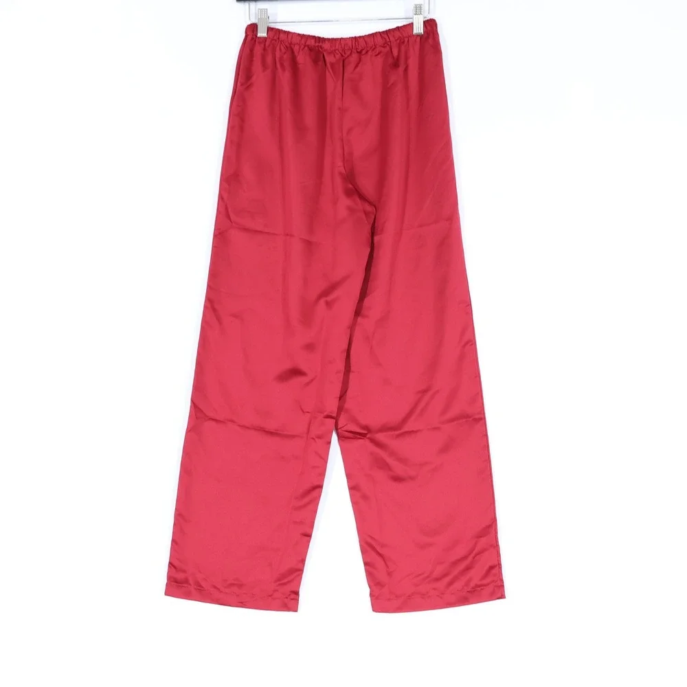 Lauren Ralph Lauren Pajama Set Women PS Red Satin Crest Holiday Festive $84 NWT